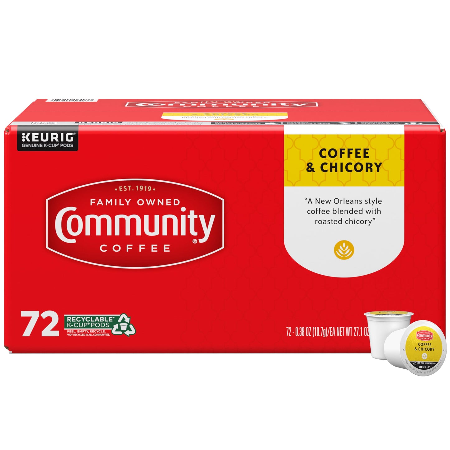 Community Coffee Coffee & Chicory 72 Count Coffee Pods