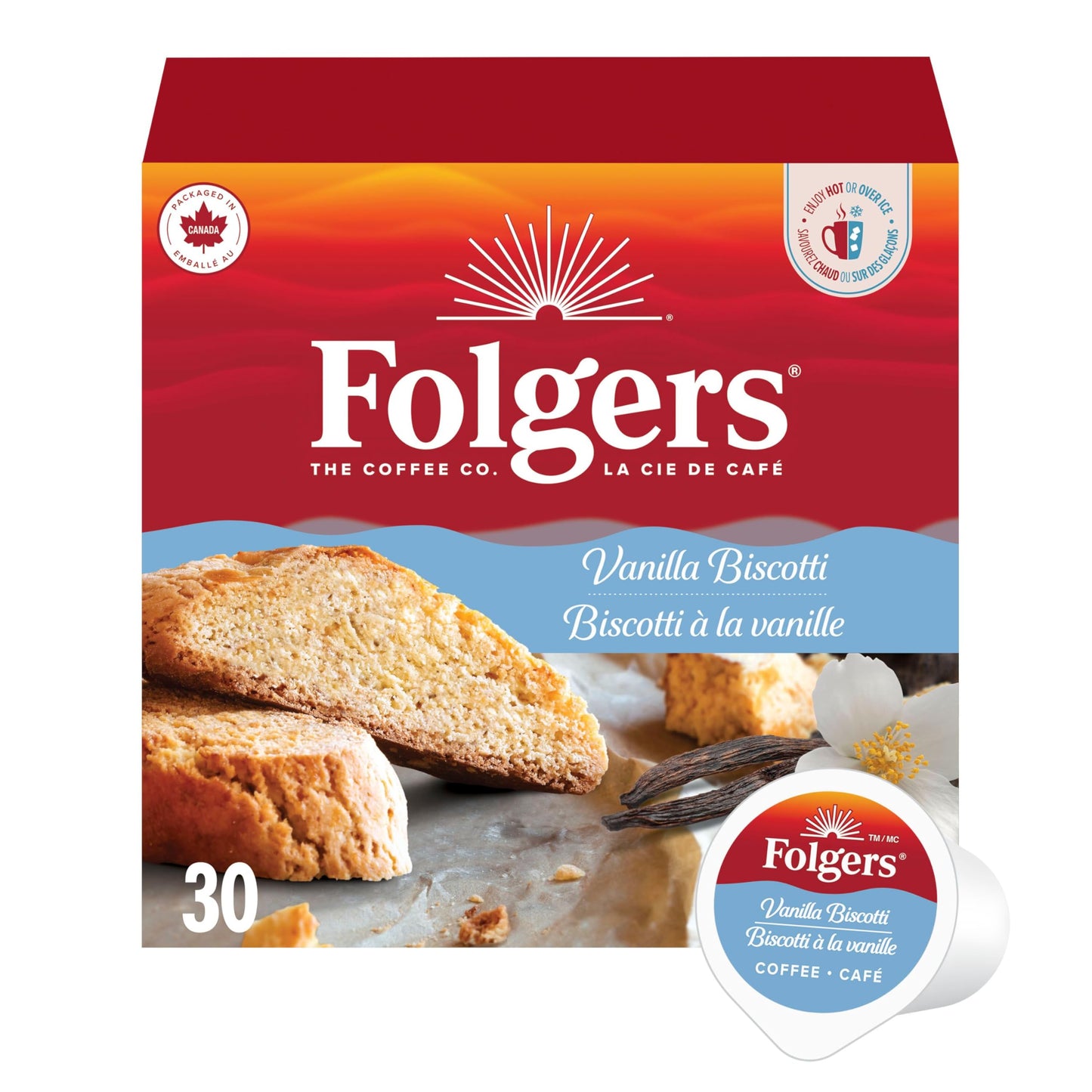 Folgers Vanilla Biscotti Coffee K-cups 30 Count